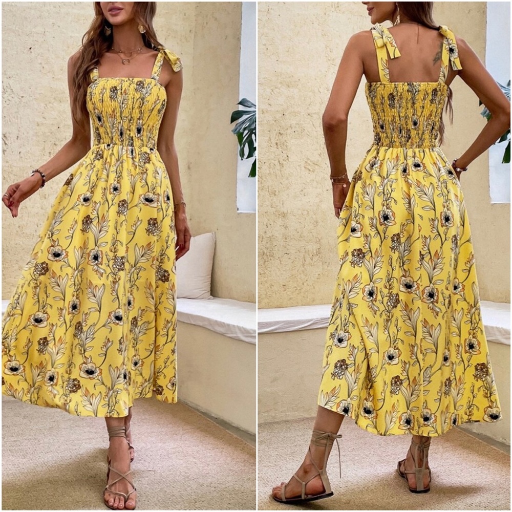 Bohemian Floral print Cottagecore Midi Dress - Picture 9 of 9